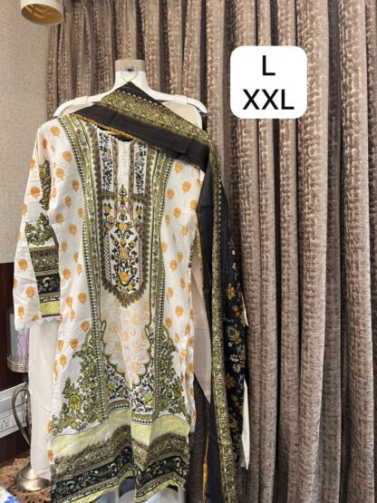 THE LIBAS PRINTED CREAM COTTON STITCHED PAKISTANI KURTI AT BEST PRICE