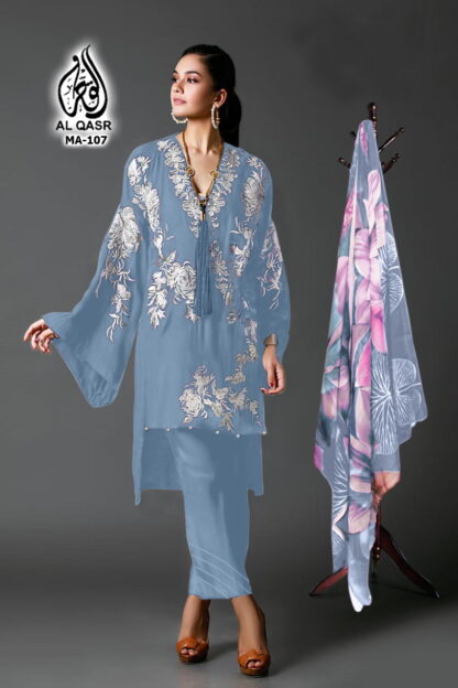 AL QASR MA 107 SKY BLUE READYMADE PAKISTANI KURTI ONLINE