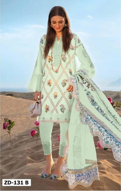 ZEEN DESIGNS ZD 131 B COTTON WITH SELF EMBROIDERY PAKISTANI SUITS WITH PRICE