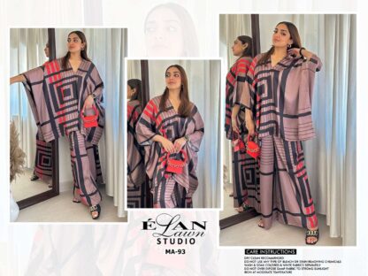 ELAN LAWN STUDIO MA 93 CHOCO STITCH NEW V NECK CO-ORD SETS ONLINE