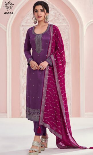 VINAY FASHION KULEESH SIYA 69364 MOONGA SILK SALWAR SUITS ONLINETHREAD EMBROIDERED MOONGA SILK TOP WITH THREAD EMBROIDERED CHINON DUPATTA