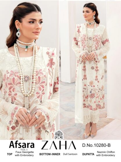 ZAHA AFSARA-VOL-1 10280 B GEORGETTE PAKISTANI SUITS WITH PRICE PAKISTANI SUITS BEST PRICE, ZAHA AFSARA-VOL-1 10280 B GEORGETTE  AL KHUSHBU, DEEPSY SUITS, Pakistani Suits, Single