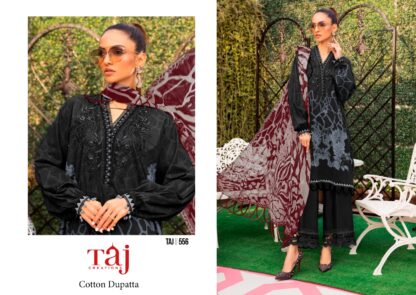 TAJ 556 BLACK COTTON PAKISTANI SUITS WHOLESALER