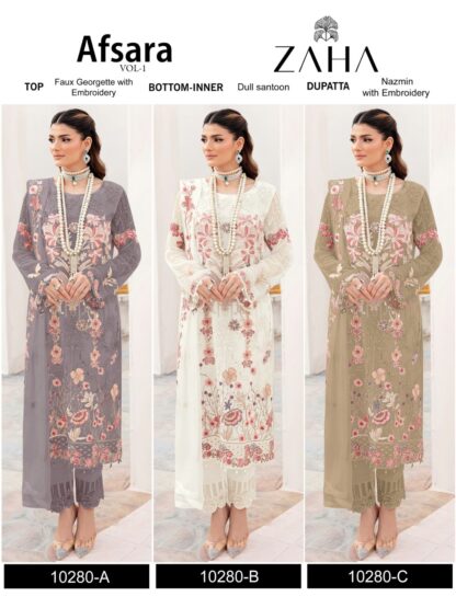 ZAHA AFSARA-VOL-1 10280 A GEORGETTE PAKISTANI SUITS ONLINE