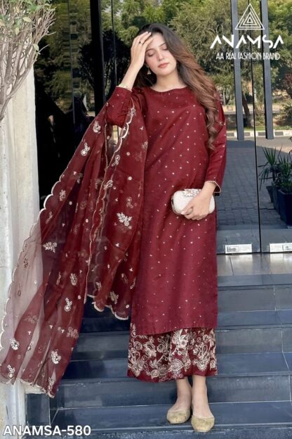 ANAMSA 580 SEMI STITCHED PAKISTANI SUITS ONLINE SHOPPING - Image 8