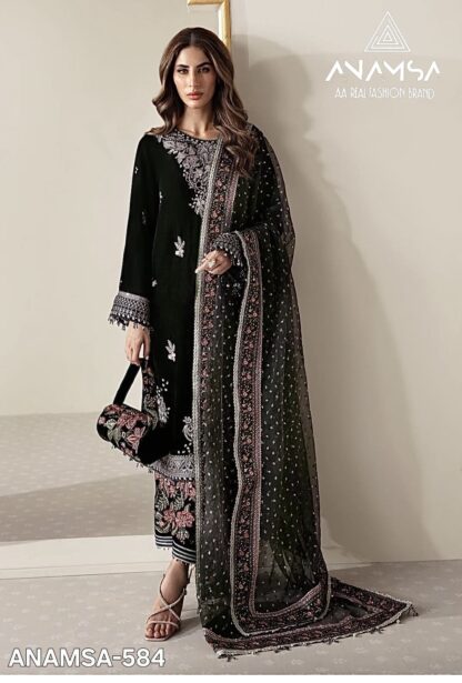 ANAMSA 584 VELVET SEMI STITCHED PAKISTANI SUITS SUPERHIT DESIGN