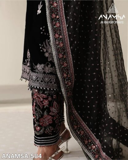 ANAMSA 584 VELVET SEMI STITCHED PAKISTANI SUITS SUPERHIT DESIGN - Image 3