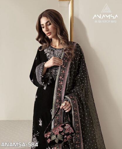 ANAMSA 584 VELVET SEMI STITCHED PAKISTANI SUITS SUPERHIT DESIGN - Image 4