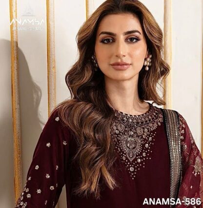 ANAMSA 585 SEMI STITCHED VELVET PAKISTANI SUIT AT BEST PRICE - Image 5