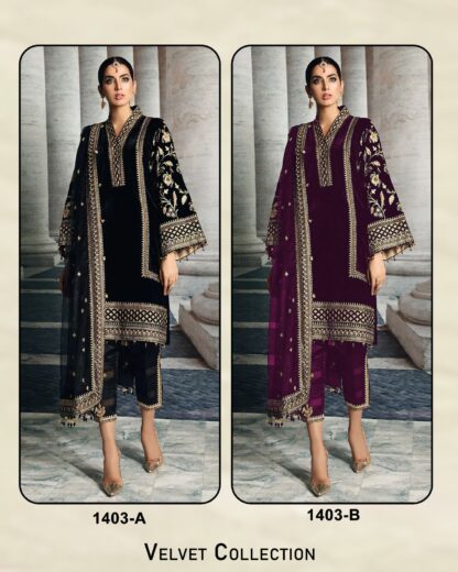 AZURE 1403 A VELVET SEMI STITCHED PAKISTANI SUITS ONLINE INDIA