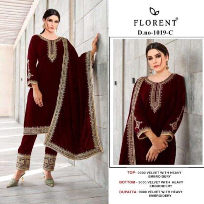 FLORENT 1019 C VELVET COLLECTION PAKISTANI SUITS WITH PRICE