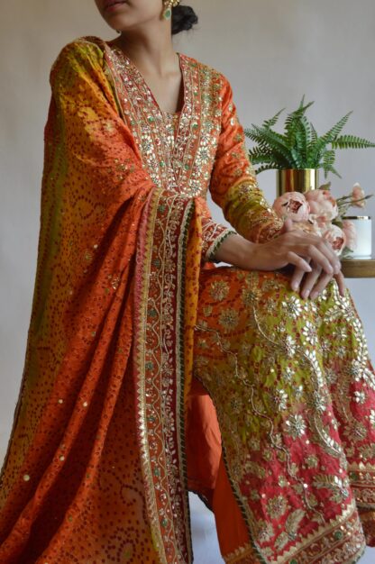 HK 1675 ORANGE PLAZZO WITH FANCY DUPATTA ONLINE SHOPPING