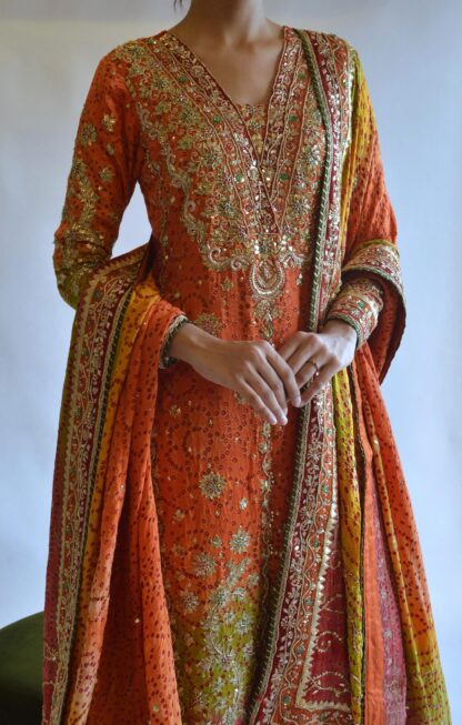 HK 1675 ORANGE PLAZZO WITH FANCY DUPATTA ONLINE SHOPPING (2)