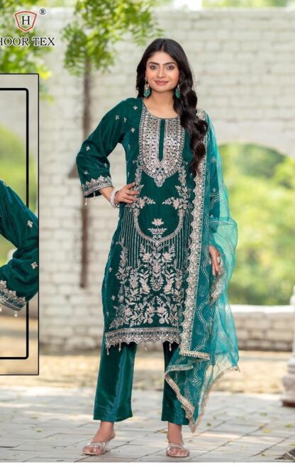 HOOR TEX H 328 A HEAVY VELVET PAKISTANI SUITS SINGLE PIECE BUY