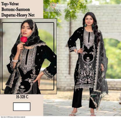 HOOR TEX H 328 C HEAVY VELVET PAKISTANI SUITS ONLINE INDIA