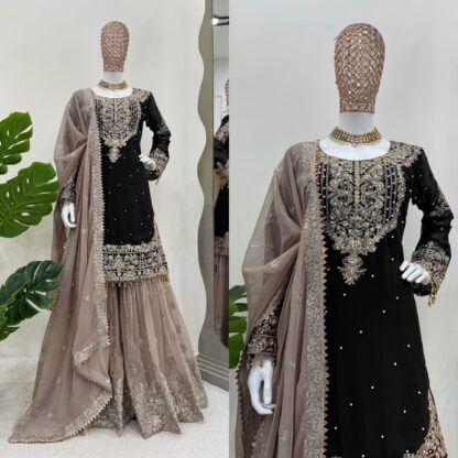 KD 1486 BLACK DESIGNER SHARARA SUIT ONLINE SHOPPING