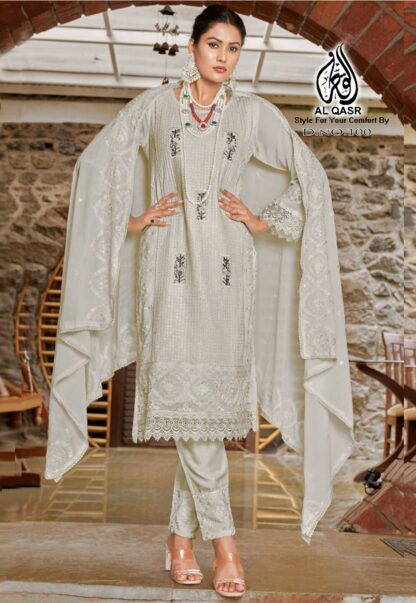 AL QASR MA 100 STEEL PEARL GREY READYMADE PAKISTANI KURTI WITH PRICE