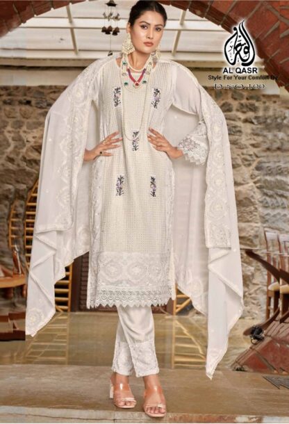 AL QASR MA 100 DOVER WHITE PAKISTANI KURTI SINGLE PIECE