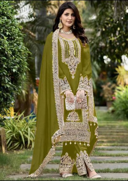 THE LIBAS KF 1628 MAHENDI FUAX GEORGETTE PAKISHTANI SUIT DESIGN