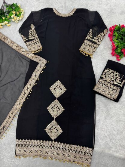 THE LIBAS KF 1628 BLACK GEORGETTE PAKISTANI SUITS ONLINE INDIA