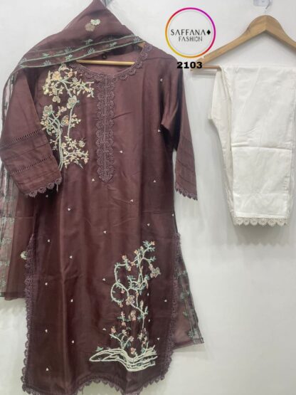 SAFFANA FASHION 2103 MAROON READYMADE PAKISTANI KURTI ONLINE