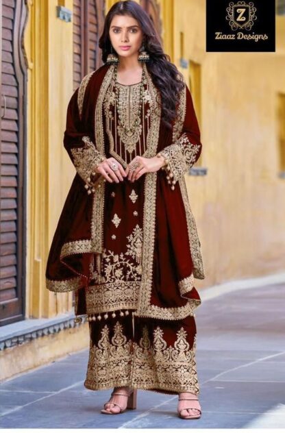 ZIAAZ DESIGN 640 D SEMI STITCHED PAKISTANI SUITS SINGLE PIECE BUY (1)