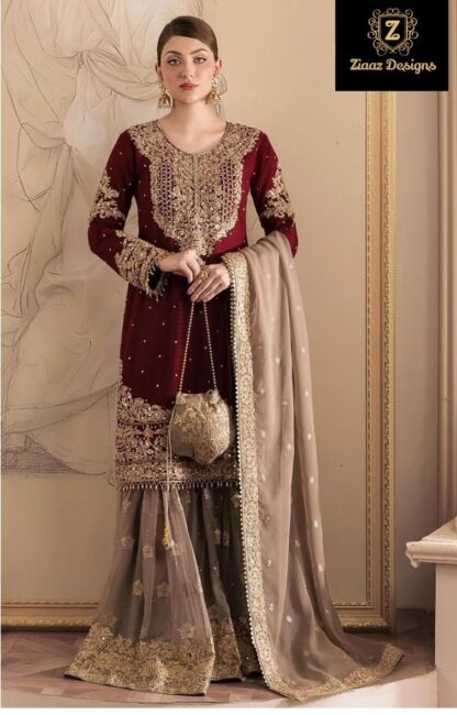 ZIAAZ DESIGNS 663 SEMI STITCHED PAKISTANI SUITS DESIGN 2024