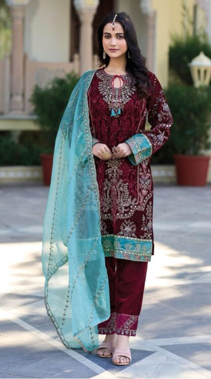 DEEPSY D 32225 A VELVAT PAKISTANI SUITS WHOLESALER