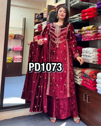 AAROHI DESIGNER PD 1073 VELVET SALWAR SUITS WHOLESALE AAROHI DESIGNER PD 1073 VELVET, SALWAR KAMEEZ WHOLESALER  LC, PLAZZO, Single, Suits