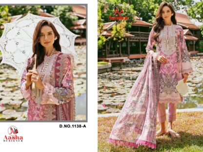AASHA DESIGNER 1138 A NEEDLE WONDER VOL-9 LAWN PAKISTANI SUITS - Image 3
