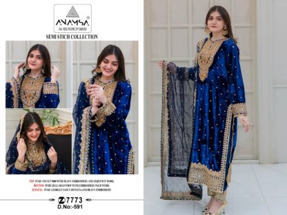 ANAMSA 591 SEMI STITCHED WHOLESALE OF PAKISTANI SUITS