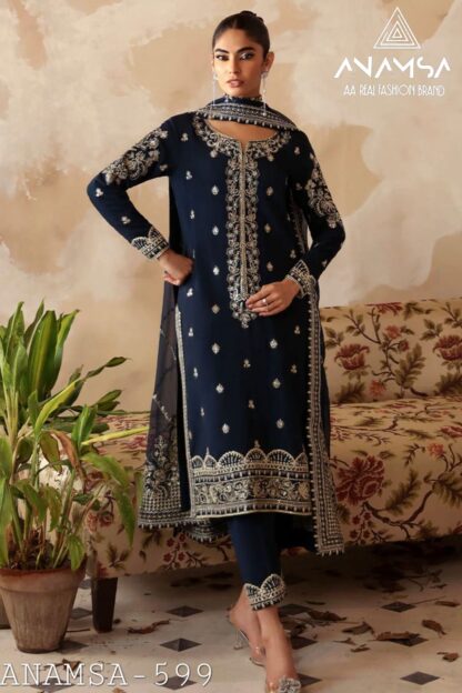 ANAMSA 599 SEMI STITCHED PAKISTANI SUITS ONLINE WHOLESALER