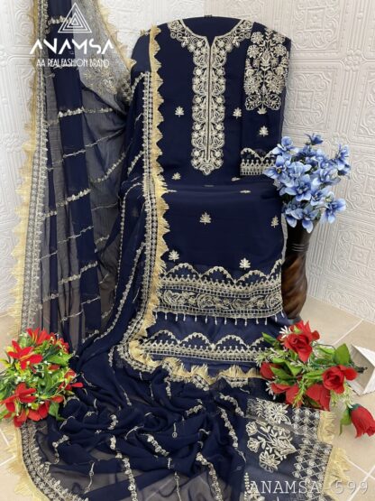 ANAMSA 599 SEMI STITCHED PAKISTANI SUITS ONLINE WHOLESALER - Image 3