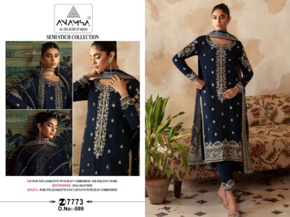 ANAMSA 599 SEMI STITCHED PAKISTANI SUITS ONLINE WHOLESALER