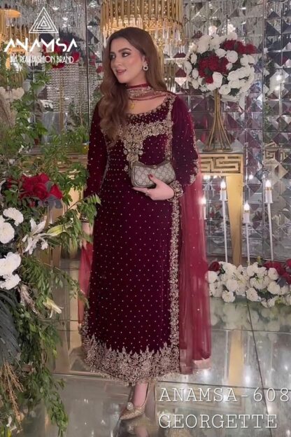 ANAMSA 608 SEMI STITCHED PAKISTANI SUITS FOR WOMEN ONLINE