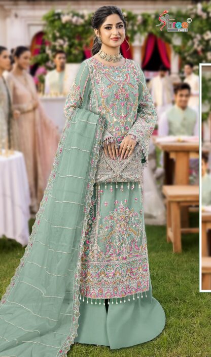 SHREE FABS K 5053 C ORGANZA PAKISTANI TOP PLAZZO SINGLE PIECE PAKISTANI SUITS FOR WINTER, SHREE FABS K 5053 C, WHOLESALE SUITS COLLECTION  DEEPSY SUITS, Pakistani Suits, Salwar Kameez, SHREE FABS, Single, Suits