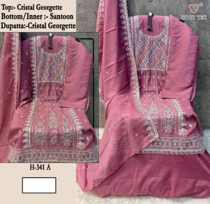 HOOR TEX H 341 A GEORGETTE PAKISTANI SUITS WITH PRICE - Image 2