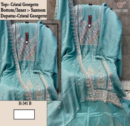 HOOR TEX H 341 B GEORGETTE WHOLESALE PAKISTANI SUITS ONLINE