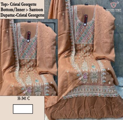 HOOR TEX H 341 C GEORGETTE PAKISTANI SUITS ONLINE DEALER