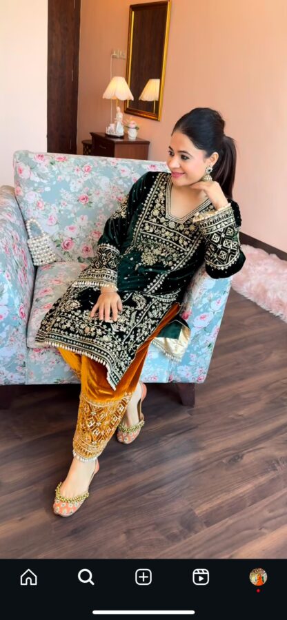 LC 1324 NEW VELVET KURTI-PLAZZO SET ONLINE WHOLESALE LC 1324, SALWAR KAMEEZ WHOLESALER  LC, PLAZZO, Single, Suits
