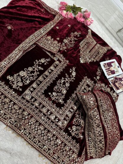 MEHBBOB TEX 1356 B HEAVY VELVET PAKISTANI SALWAR SUITS DESIGN KURTIS WHOLESALER, MEHBBOB TEX 1356 A HEAVY VELVET  MEHBOOB TEX, Single, Suits