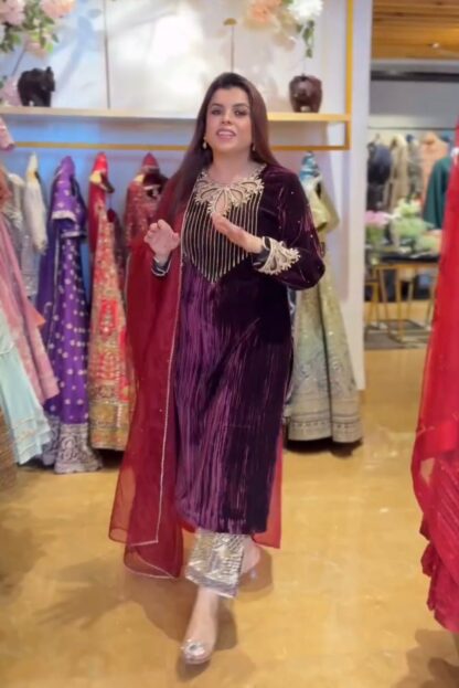 PD1075 PURE CRUSH VISCOSE VELVET TOP PLAZZO & DUPATTA SET ONLINE BEST QUALITY PAKISTANI SUITS, ONLINE SHOPPING SUITS, PAKISTANI SALWAR KAMEEZ, PAKISTANI SUITS AT MANUFACTURER PRICE, PAKISTANI SUITS BEST PRICE, PAKISTANI SUITS IN SURAT, PAKISTANI SUITS ONLINE SHOPPING, THE LIBAS COLLECTION PD 1015  PD, PLAZZO, READYMADE, Single, Suits, THE LIBAS COLLECTION