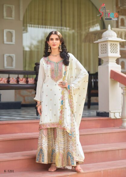 SHREE FABS K 5201 A CHINON PARTY WEAR PAKISTANI PLAZZO SET - Image 3