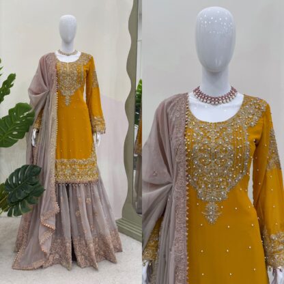 THE LIBAS YELLOW SHARARA STITCH READYMADE COLLECTION ONLINE