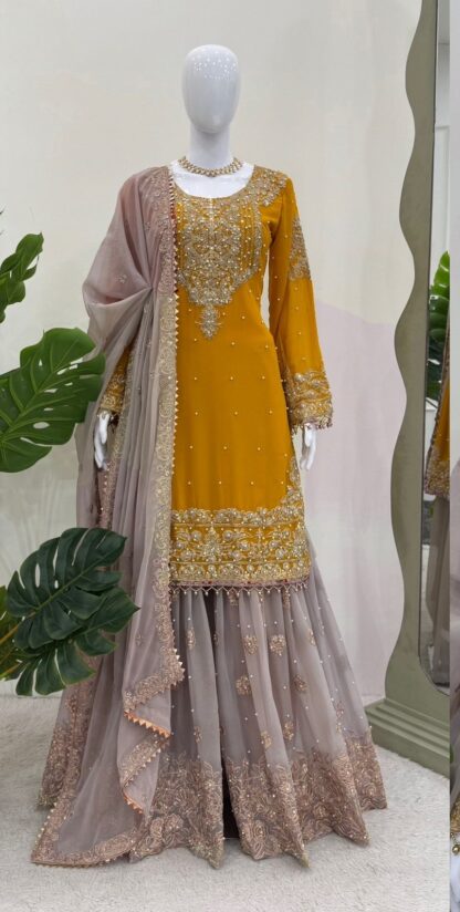 THE LIBAS YELLOW SHARARA STITCH READYMADE COLLECTION ONLINE