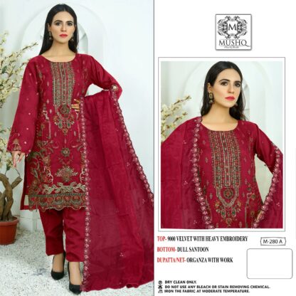 MUSHQ M 280 A PAKISTANI VELVET SUITS AT BEST PRICE