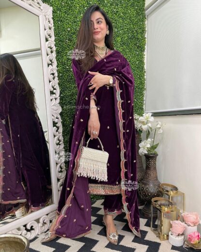 LG 1894 DESIGNER VELVET SUITS WITH DUPATTA - Image 2