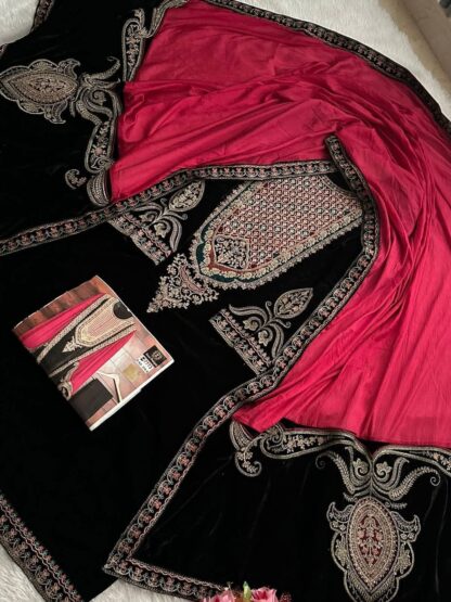 ZIAAZ DESIGNS 374 A VELVET PAKISTANI SUITS AT WHOLESALE PRICE - Image 5