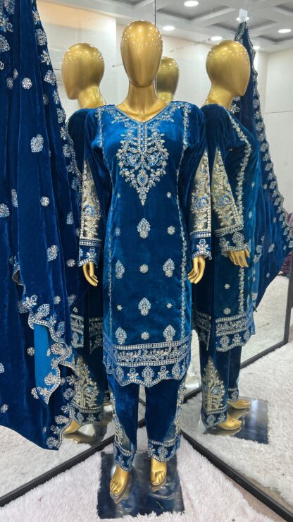 ZF 402 VELVET DESIGNER SALWAR KAMEEZ ONLINE - Image 4