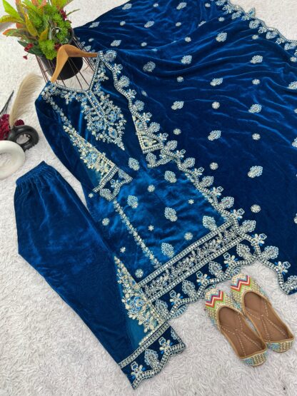 ZF 402 VELVET DESIGNER SALWAR KAMEEZ ONLINE - Image 2